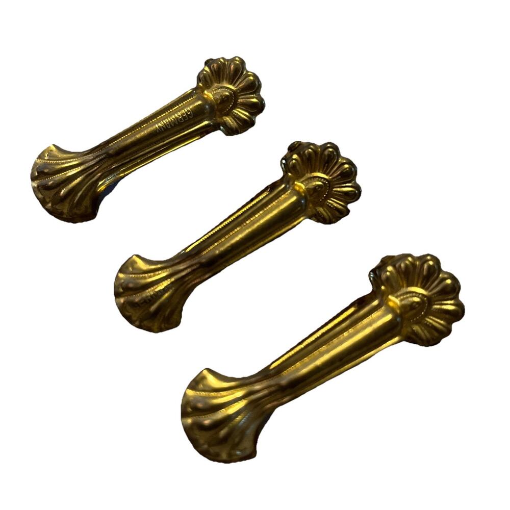 Lot of 3 - Germany Vintage Cafe Curtain Clips Orate Hollywood Regency Clamshell